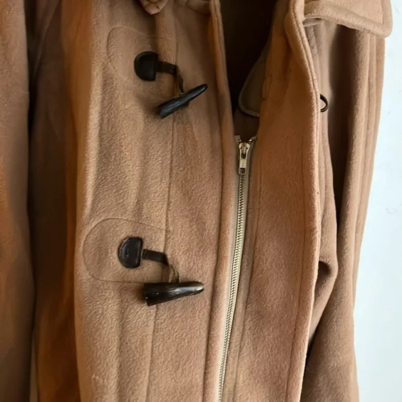 Burberry Vintage Wool Hooded Duffle Coat Beige Sz Small